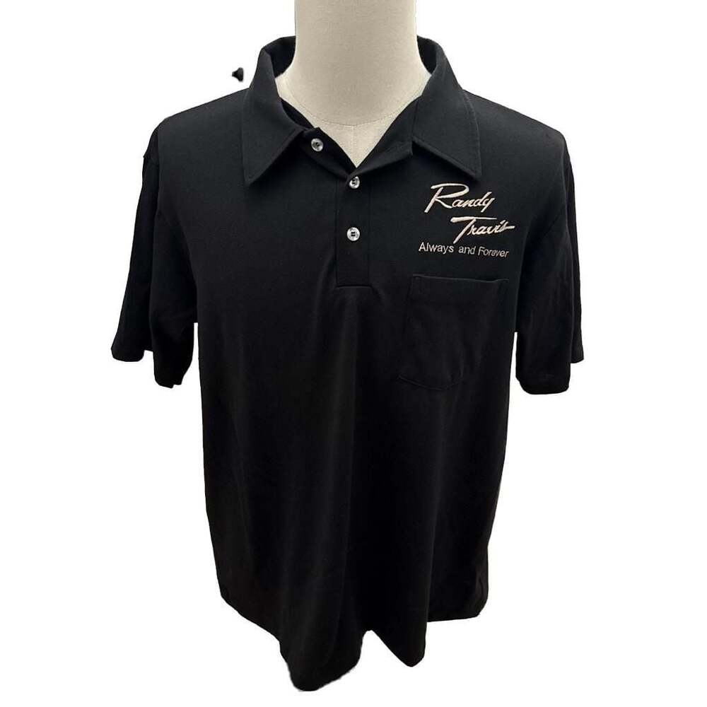 Vintage 1987 Randy Travis Always and Forever Polo Shirt Black Size XL